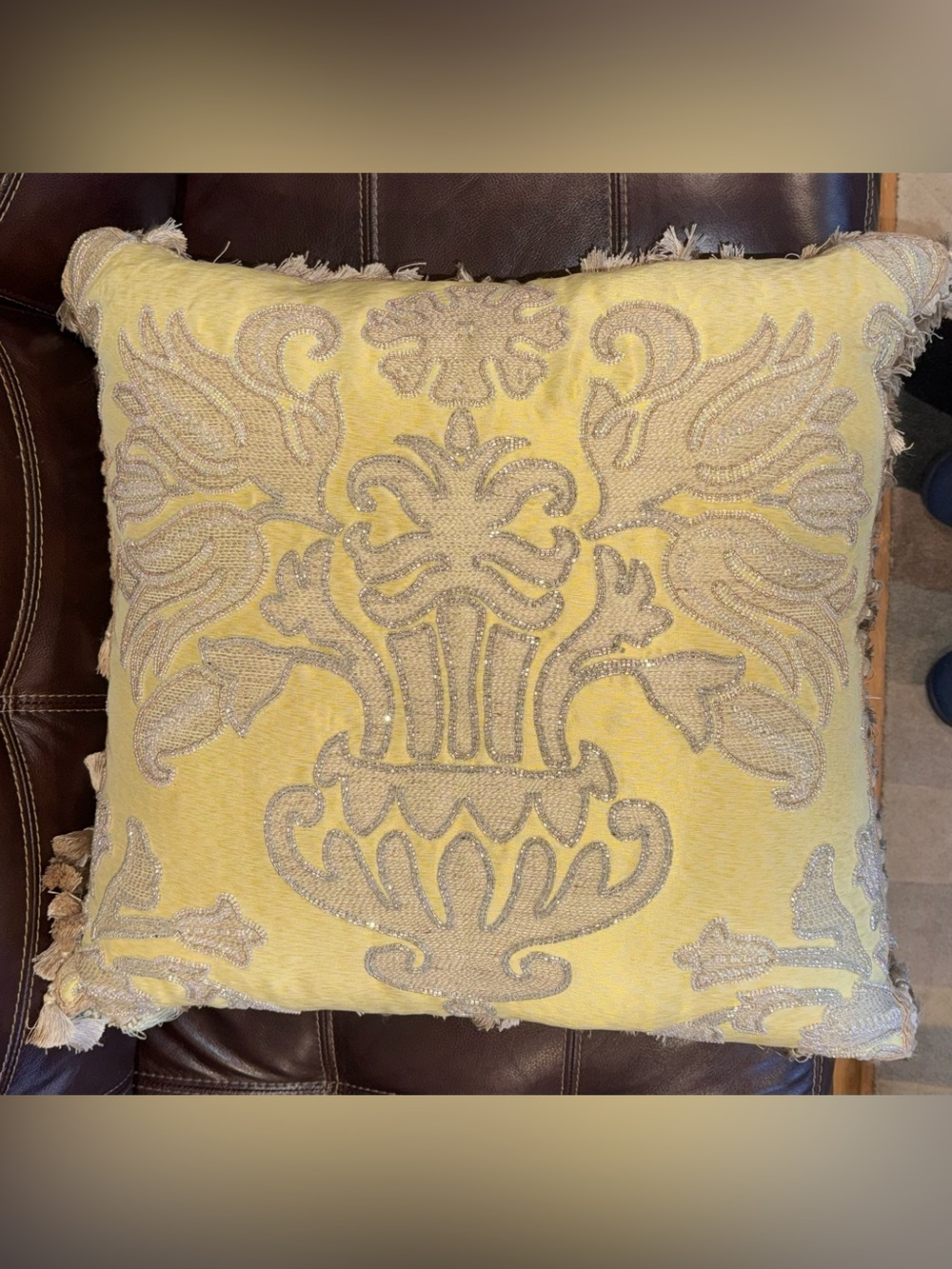 Morrison & Company Custom Beaded Luxury Throw Pillow Gold Silk Tassel Part 1